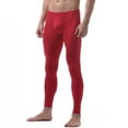 thumbnail image 1 of inhzoy Men's Ice Silk Underwear Compression Low Rise Slim Leggings Tight Pants Long Trousers Red M, 1 of 4