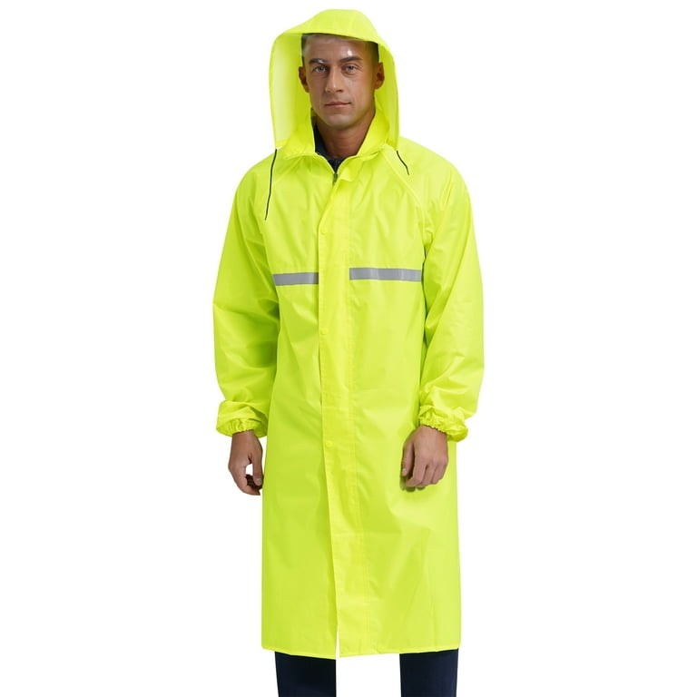 inhzoy Men s Long Hooded Raincoat Safety Waterproof Reflective Rain Jacket Poncho Windbreaker Type A Fluorescent Green 4XL Walmart