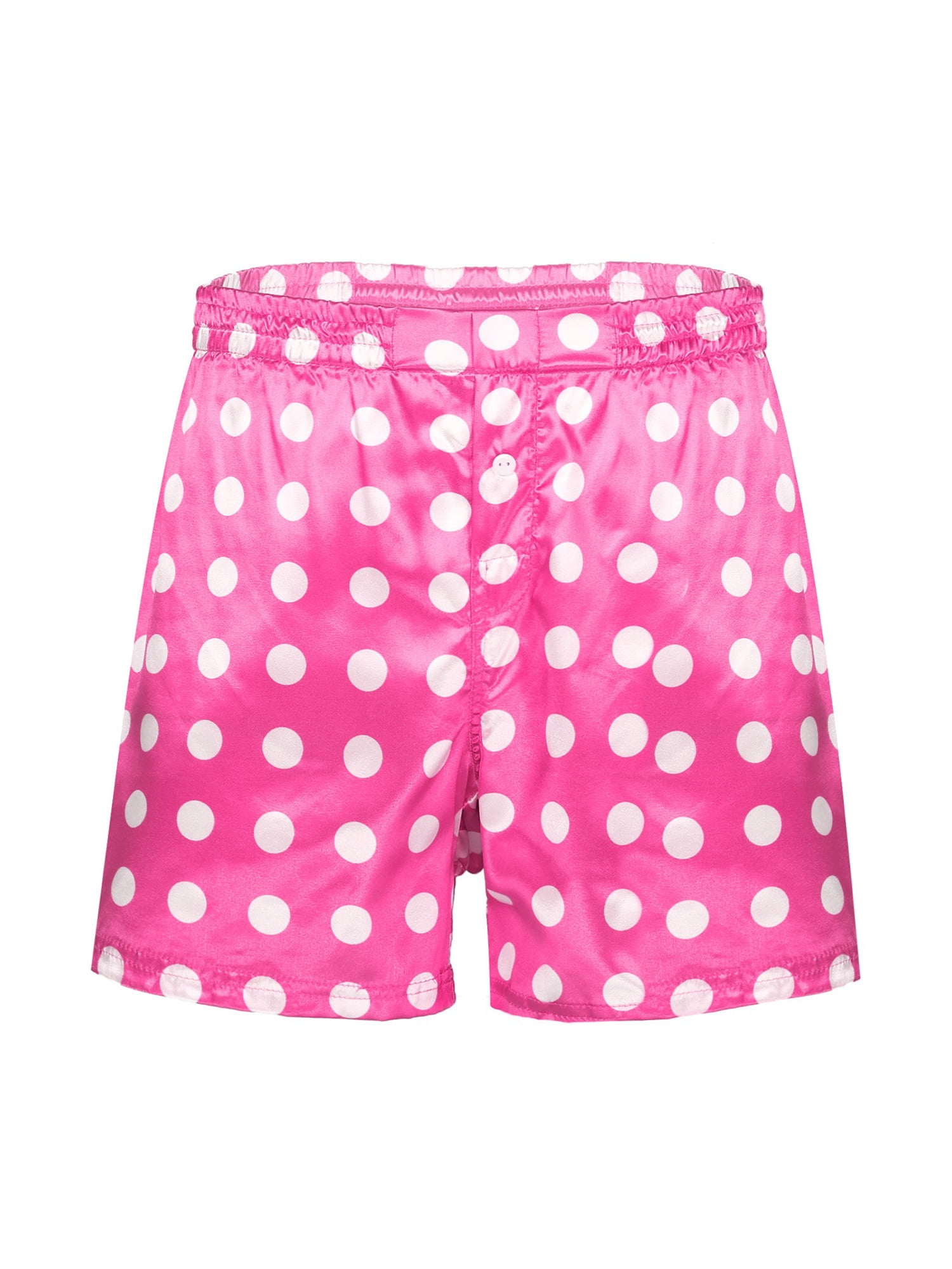 inhzoy Men's Love Heart Lip Print Silk Satin Boxers Shorts Lounge