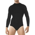 thumbnail image 1 of inhzoy Men's Mock Neck Press Button Crotch Shirt Long Sleeve Bodysuit Leotard Top Undershirt Black 3XL, 1 of 9