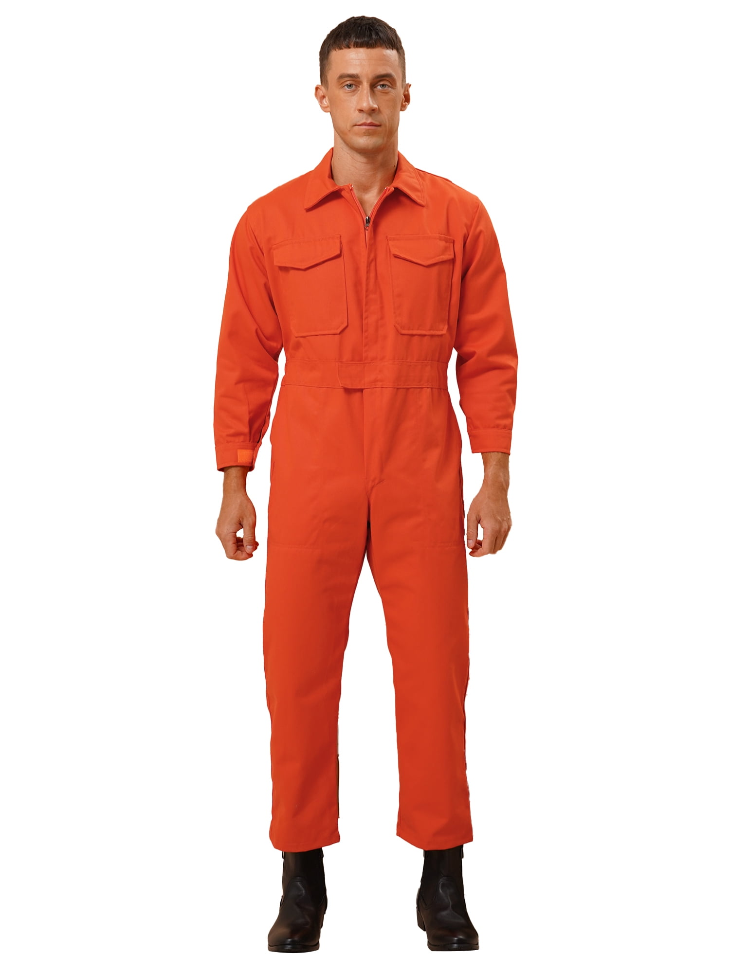 inhzoy Men's Large Overalls, Flame Resistant Long Sleeve Zip-up
