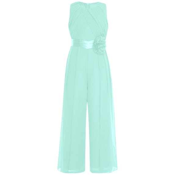 inhzoy Summer Dress Made Of Chiffon Fabric With Flowers For Girls Onepiece Outfit For Childrens Parties Mint Green 14