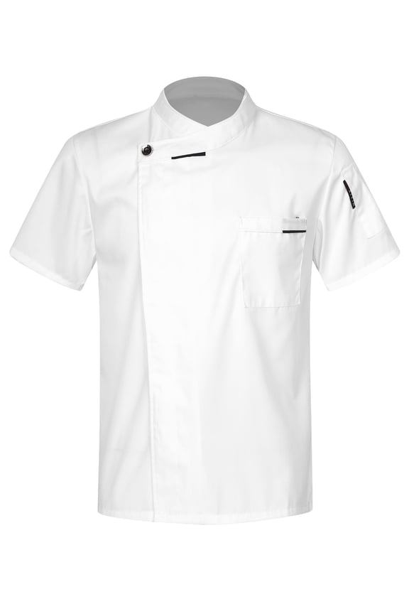 Unisex Men's Chef Coat Kitchen Restaurant Work Uniform Cook Shirts Tops White Short Sleeve 3XL