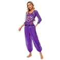thumbnail image 1 of inhzoy Women Adults 2PCs Belly Dance Outfit Indian Dance Suits Festival Theme Party Dress Up Purple One Size, 1 of 7