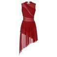 thumbnail image 1 of inhzoy Women Contemporary Modern Dance Dress Sleeveless Rhinestone Figure Skating Dress Burgundy S, 1 of 8