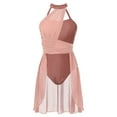 thumbnail image 1 of inhzoy Women Lyrical Dance Dress Modern Ballet Costume Halter Neck Chiffon Dancewear pricot L, 1 of 7