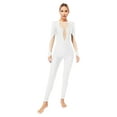 thumbnail image 1 of inhzoy Women Shiny Rhinestone Gymnastics Leotard One Piece Full Length Figure Skating Dance Jumpsuit White XXL, 1 of 7