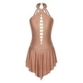 thumbnail image 1 of inhzoy Women Sleeveless Lyrical Dance Dress Shiny Rhinestone Figure Ice Skating Leotard Dresses Dusty Pink XXL, 1 of 7