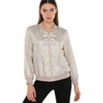 thumbnail image 1 of inhzoy Women's Bomber Jacket Lightweight Zip Up Casual Metallic Jacket Coat Outerwear Champagne L, 1 of 7