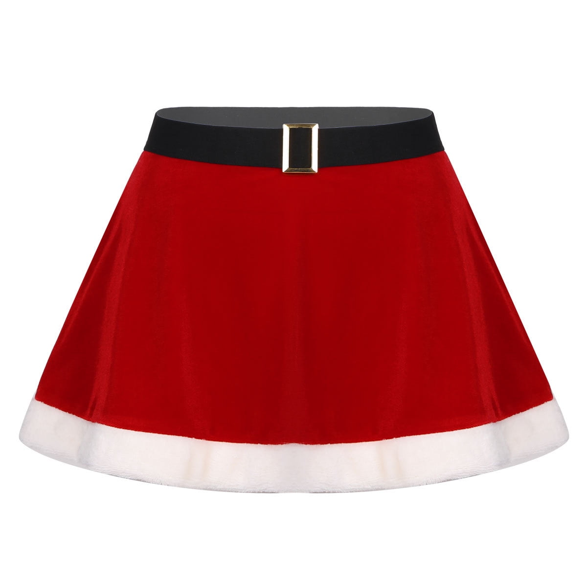 inhzoy Women's Flannel Christmas Skirt Mrs Santa Claus Skirt Cosplay