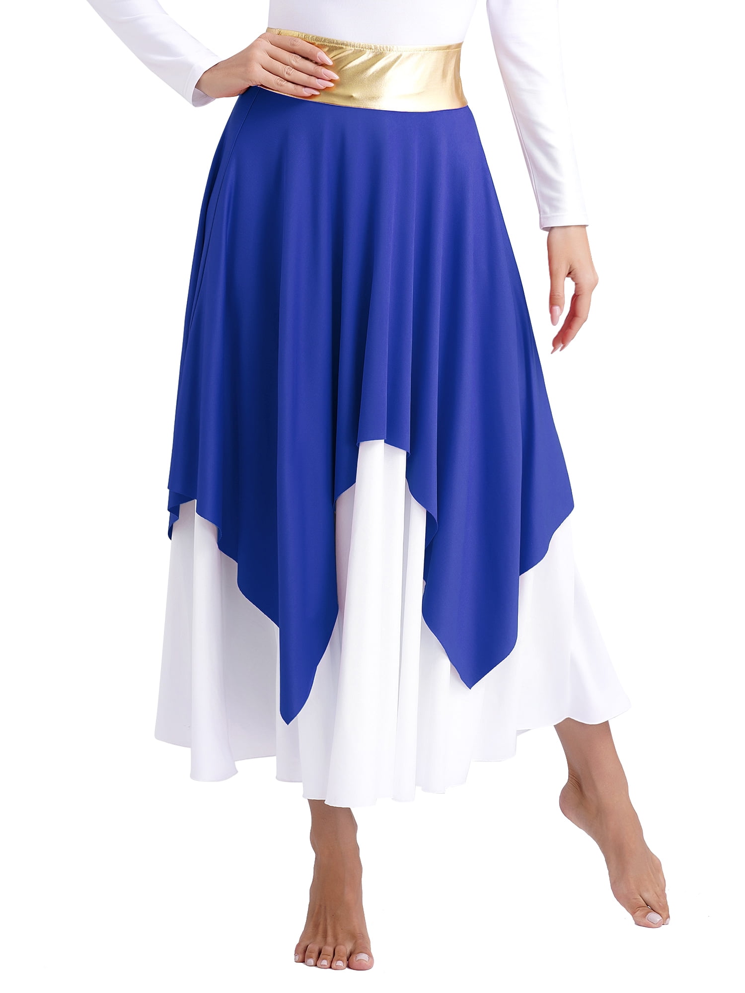 inhzoy Women's Irregular Hem Lyrical Liturgical Dance Skirt Worship ...