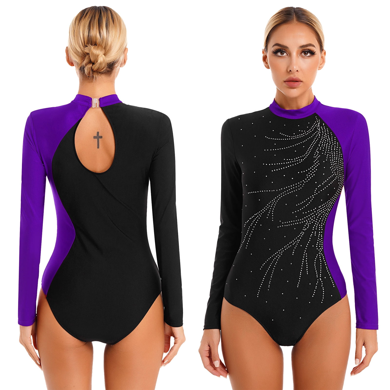 Z Women's V-Neck Long Sleeve DanceWear Bodysuit Leotards