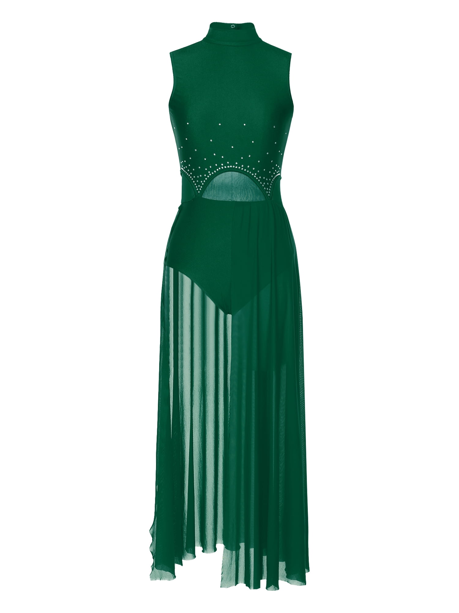 inhzoy Women's Lyrical Dance Dress Mesh Splice Skirted Leotard for Ballet  Gymnastic Dance Green M - Walmart.com