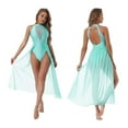 thumbnail image 1 of inhzoy Women's Rhinestone Halter Neck Backless Split Dance Leotard Maxi Dress, 1 of 5