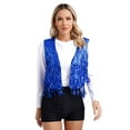 thumbnail image 1 of inhzoy Women's Sequin Fringe Vest Open Front Waistcoat Sleeveless Jackets Glitter Royal Blue XL, 1 of 8