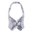thumbnail image 1 of inhzoy Women's Sequins Shiny Halter Vest Crop Top Tank Waistcoat Silver One_Size, 1 of 7