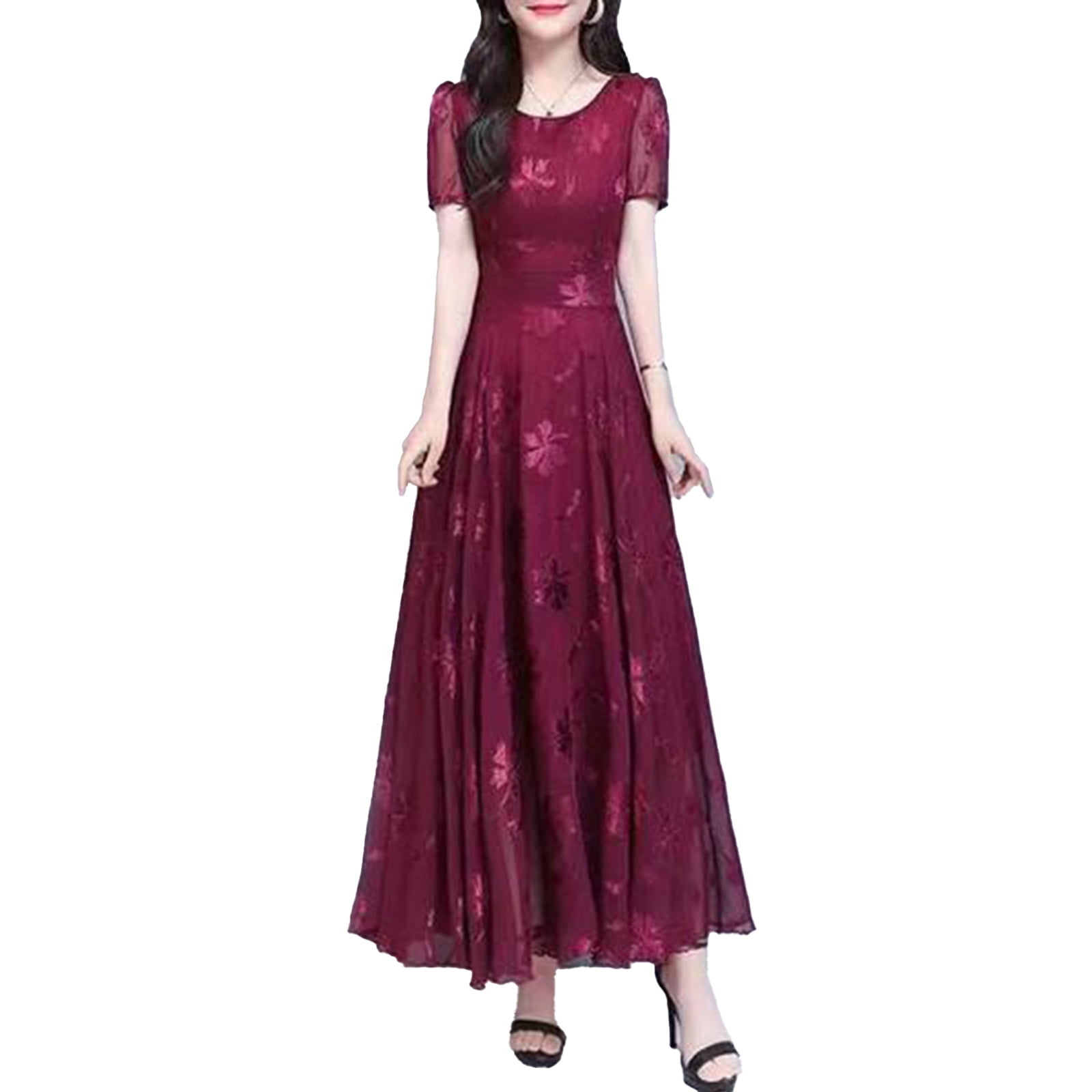 fitted lace wedding dress Ever-Pretty Sequin Short Sleeves A-Line Chiffon Formal Dress main image 1