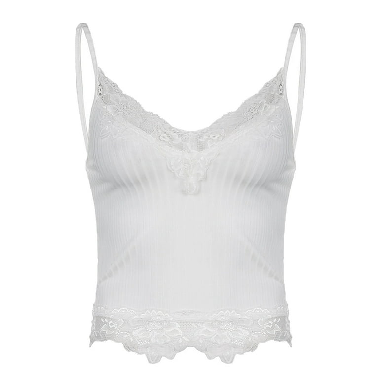 inhzoy Women's Y2K Lace Trim Crop Top Fairy Grunge Style