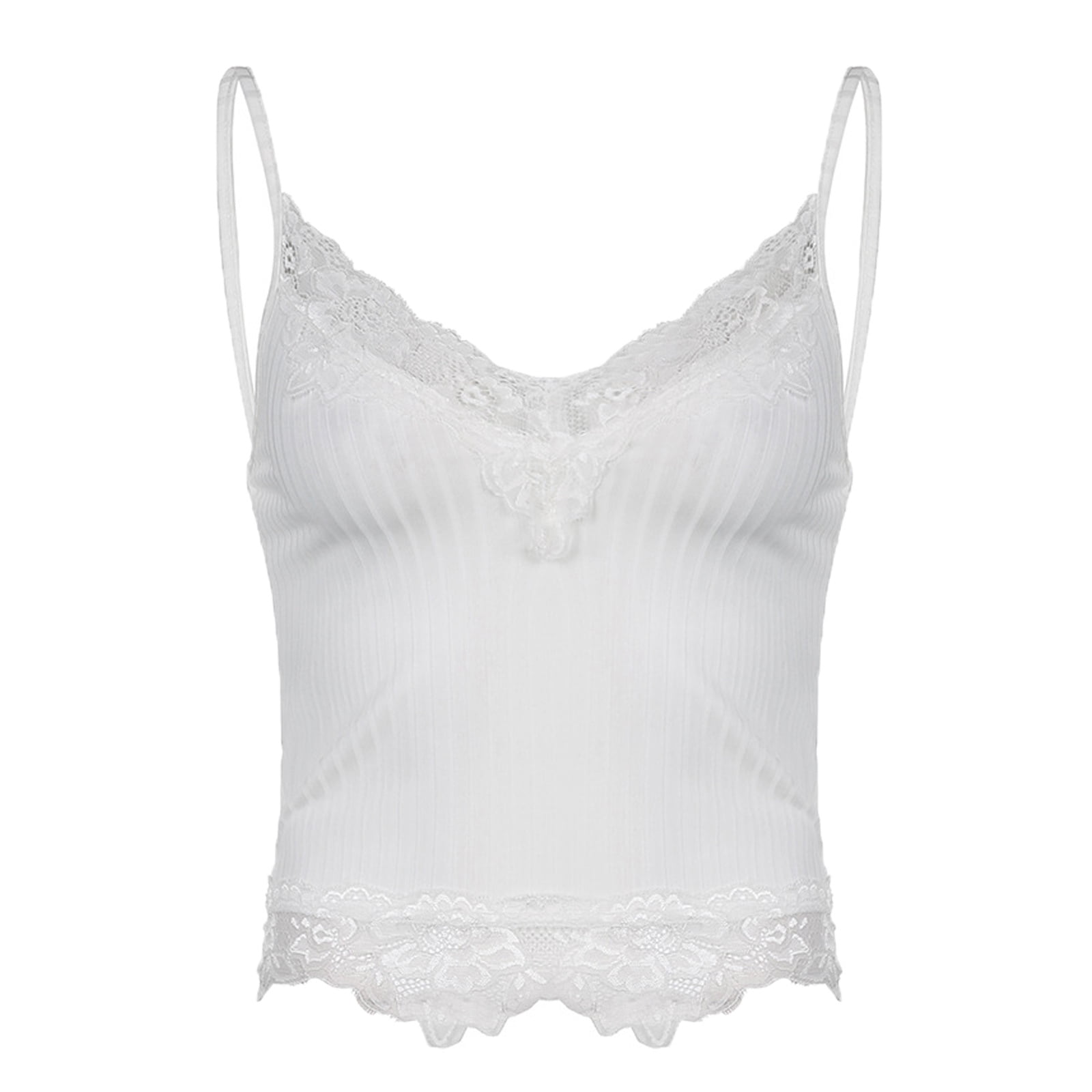 inhzoy Women's Y2K Lace Trim Crop Top Fairy Grunge Style