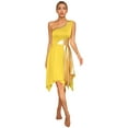 thumbnail image 1 of inhzoy Womens Asymmetrical Parise Dance Dress Color Block Contemporary Dancewear Yellow S, 1 of 7