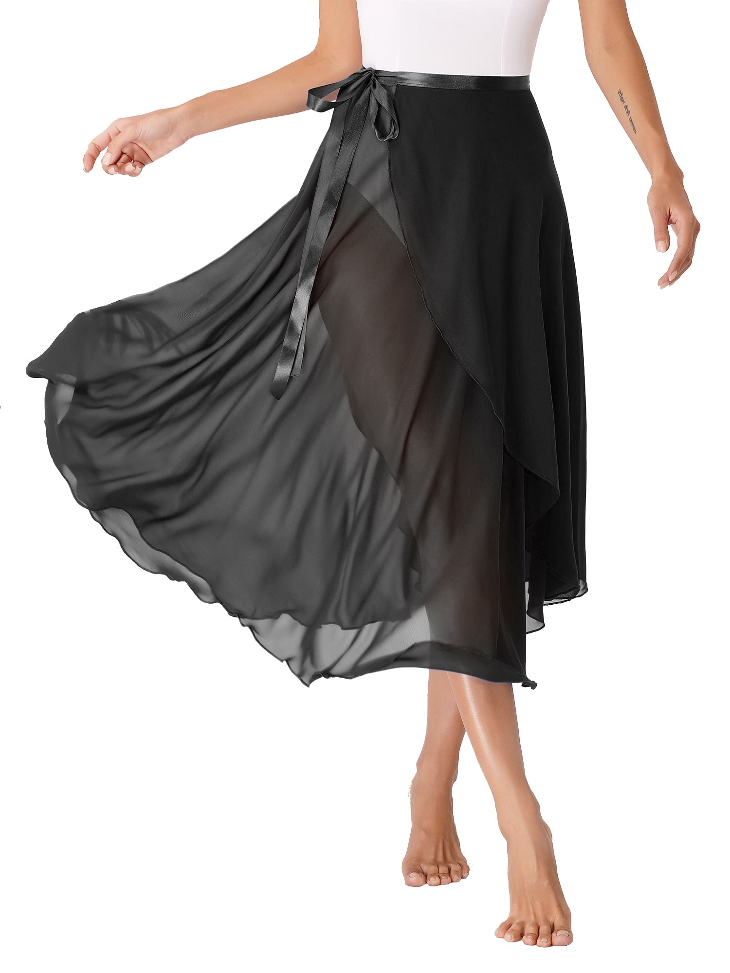 【INCHANT ME】Lace Chiffon Wrap Skirt inhzoy Womens Chiffon Wrap Skirt Ballet Lyrical Dance Skirt