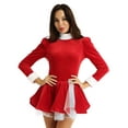 thumbnail image 1 of inhzoy Womens Christmas Velvet Dress Long Sleeve Figure Ice Skating Dance Leotard Dress Red Small, 1 of 9