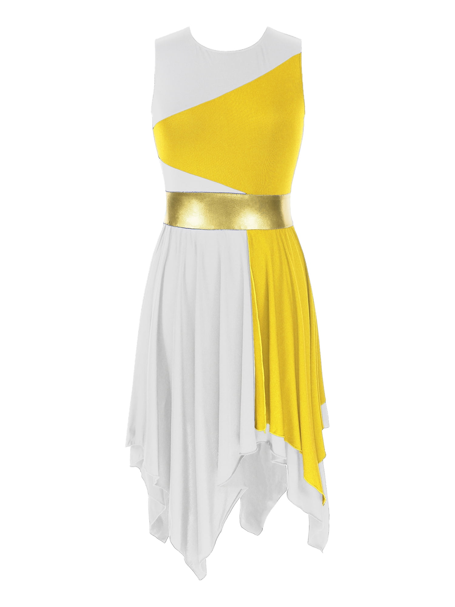 inhzoy Womens Color Block Praise Dance Costumes Asymmetrical Liturgical