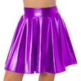 thumbnail image 1 of inhzoy Womens Shiny Metallic Pleated Skirt Festival Party Clubwear Purple S, 1 of 7