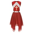 thumbnail image 1 of inhzoy Womens Sleeveless Worship Dance Dress Cross Liturgical Praise Dance Tunic Burgundy L, 1 of 7