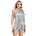 thumbnail image 1 of inhzoy Womens Sparkly Sequins Romper Jumpsuit Single Shoulder Bodysuit Party Clubwear Dressy Outfit Silver M, 1 of 7