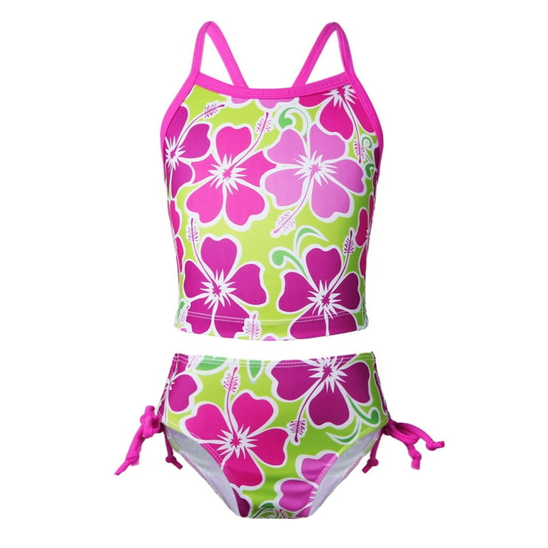 BLUE, GREEN AND PINK TWO PIECES SWIMSUIT WITH FLOWERY PRINT, CHILD BLUE, GREEN AND PINK TWO PIECES SWIMSUIT WITH FLOWERY PRINT, CHILD
