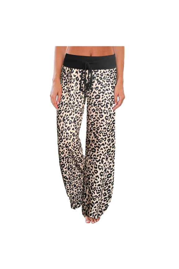 Women's Comfy Pajama Pants Casual Lounge Pant Wide Leg Palazzo Stretch Drawstring Bottoms