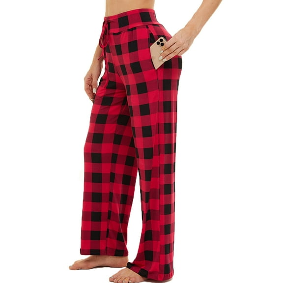 iniber Women's Comfy Pajama Pants Casual Lounge Pant Wide Leg Palazzo Stretch Drawstring Bottoms