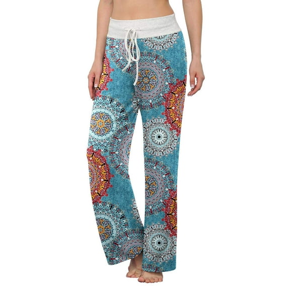 iniber Women's Comfy Pajama Pants Casual Lounge Pant Wide Leg Palazzo Stretch Drawstring Bottoms