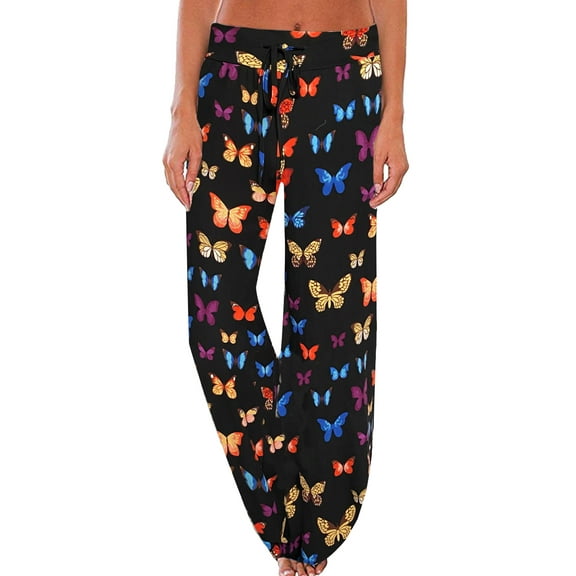 iniber Women's Comfy Pajama Pants Casual Lounge Pant Wide Leg Palazzo Stretch Drawstring Bottoms