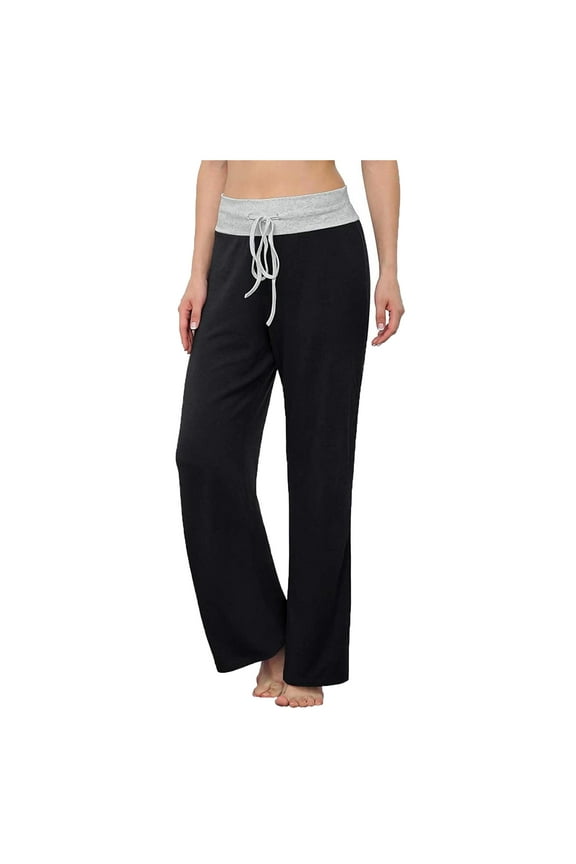 Women's Comfy Pajama Pants Casual Lounge Pant Wide Leg Palazzo Stretch Drawstring Bottoms