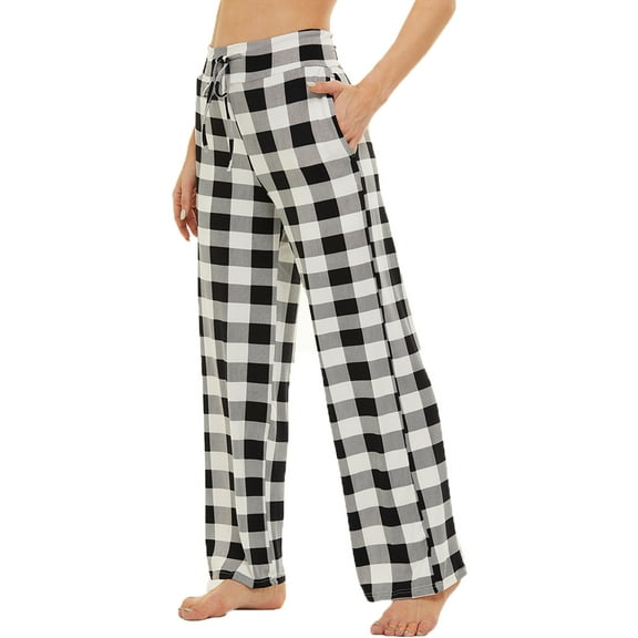 iniber Women's Comfy Pajama Pants Casual Lounge Pant Wide Leg Palazzo Stretch Drawstring Bottoms