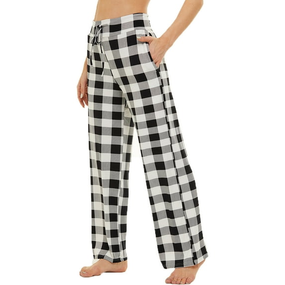 iniber Women's Comfy Pajama Pants Casual Lounge Pant Wide Leg Palazzo Stretch Drawstring Bottoms