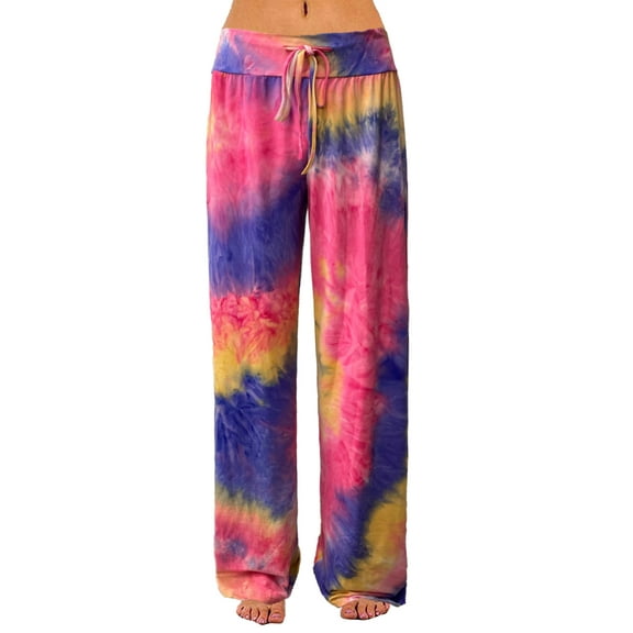 iniber Women's Comfy Pajama Pants Casual Lounge Pant Wide Leg Palazzo Stretch Drawstring Bottoms