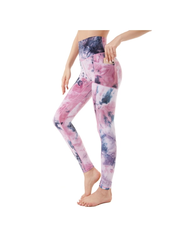 Womens High Waist Yoga Pants, Soft 4 Way Stretch Running Workout Leggings with Pockets.