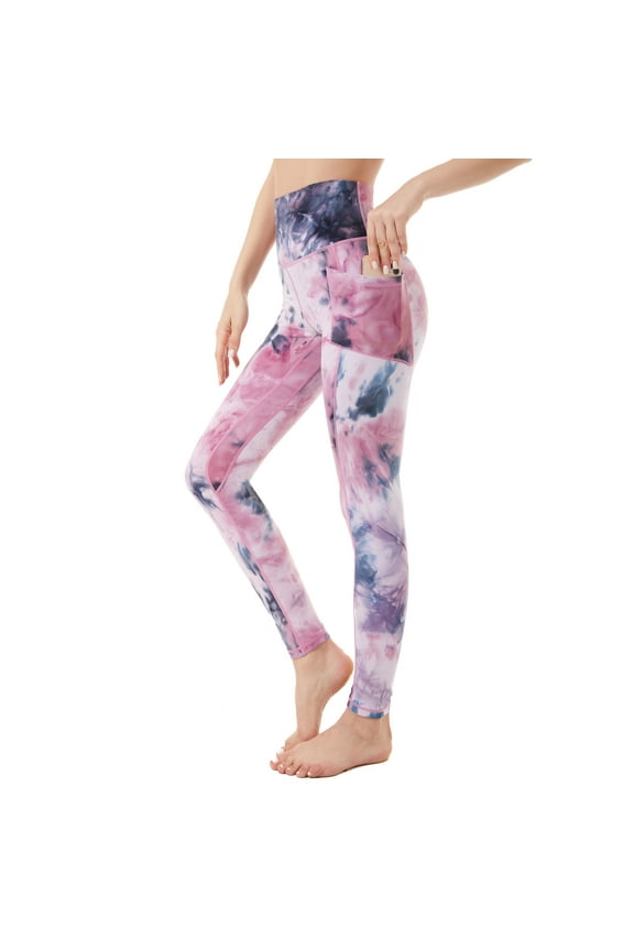 Womens High Waist Yoga Pants, Soft 4 Way Stretch Running Workout Leggings with Pockets.