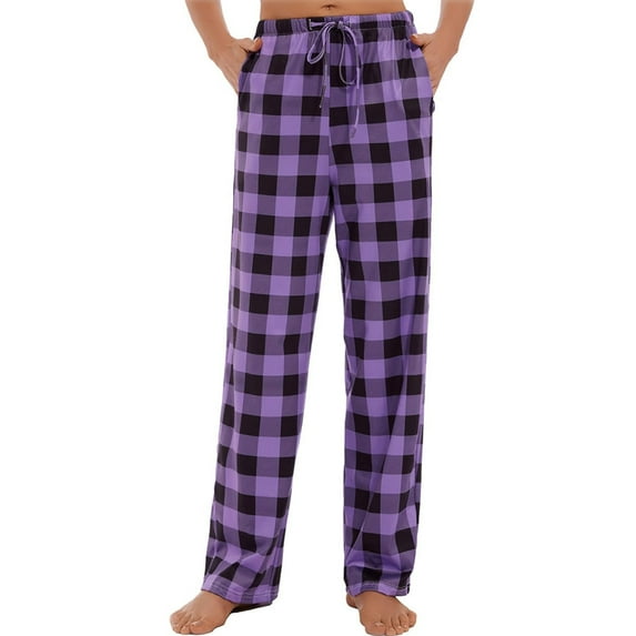 iniber Womens Pajama Pants with Pockets, Soft Drawstring Lounge Pants Pjs Sleep Bottoms(Plaid 05, Large)