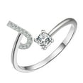 thumbnail image 1 of initial rings for women teen Initials Letter Rings For Women Silver Stainless Steel Letter Finger Adjustable A-Z Name Ring Boho Cubic Zirconia Jewelry Wedding Birthday Gifts #02 J,One Size, 1 of 4