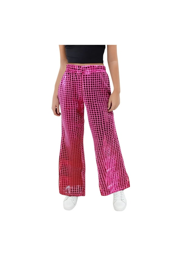 ink Kids Girl Boy Sequin Sparkle Flared Wide Leg Glitter Plain Long Boot Cut Leg Long Pants for Kid Spandex Summer Fall Pants 2026 Clothes Country Concert 8 Years