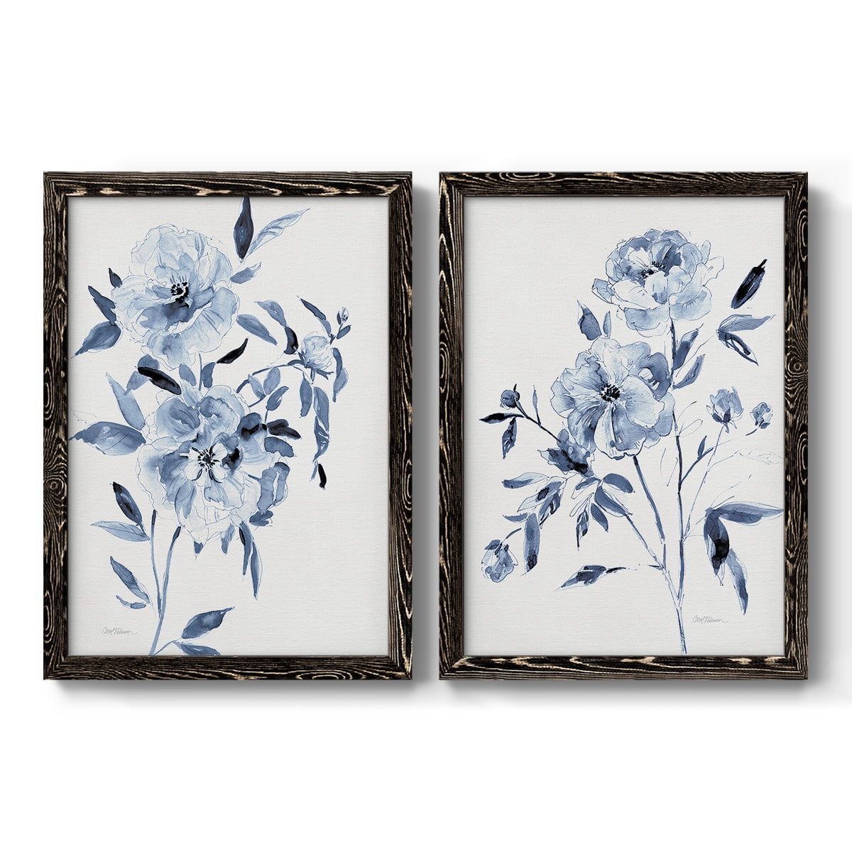 Inky Chickory Botanical I - Premium Framed Canvas 2 Piece Set - Ready to Hang