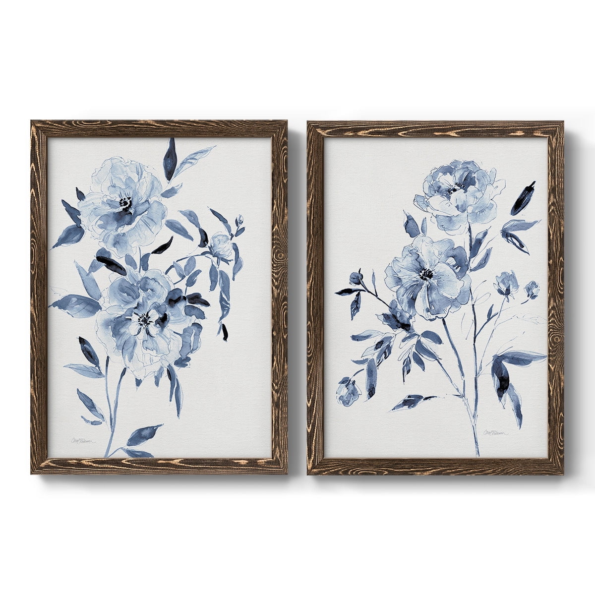 Inky Chickory Botanical I - Premium Framed Canvas 2 Piece Set - Ready to Hang