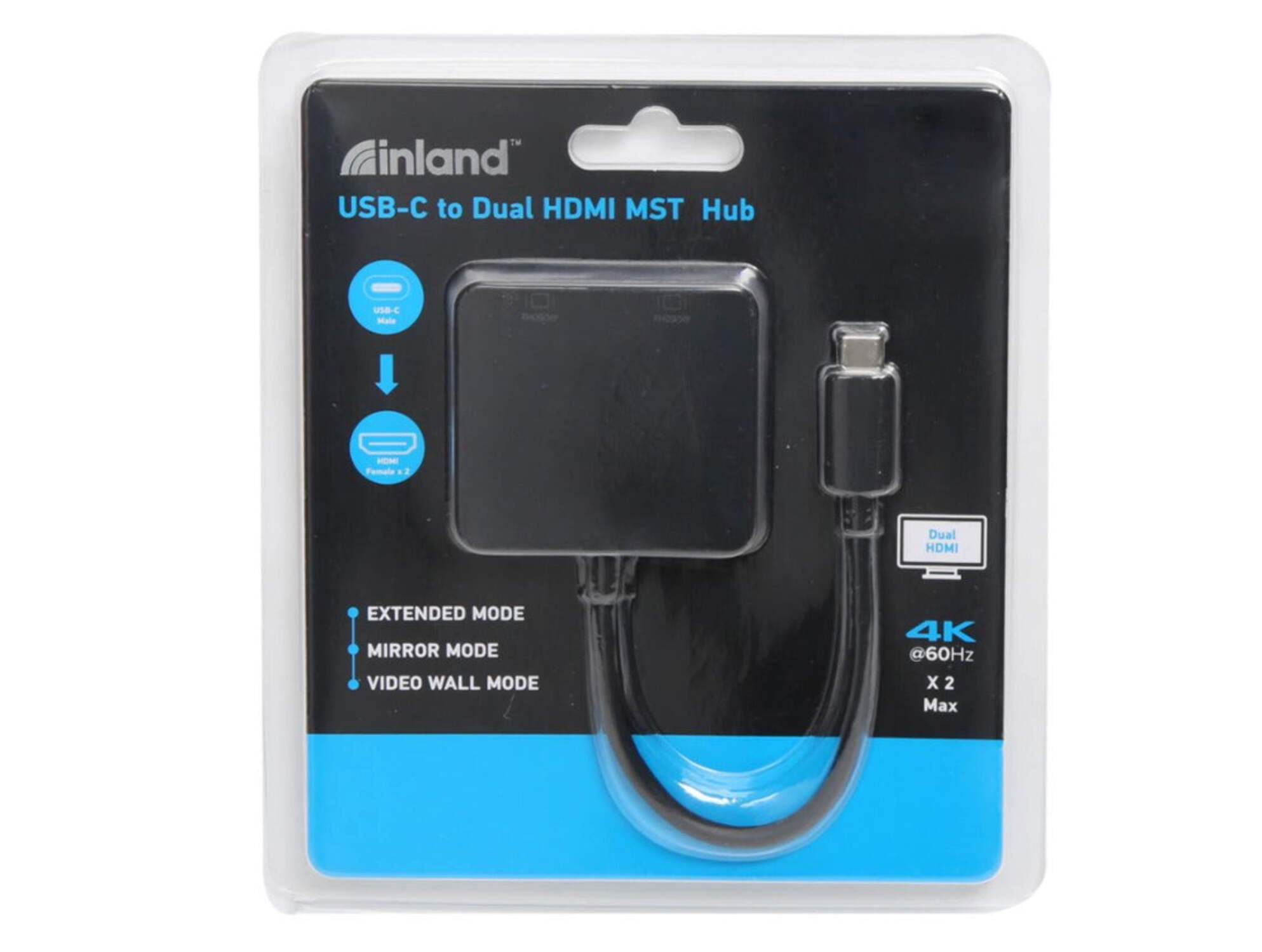 inland USB-C to Dual HDMI MST Hub - Main Image