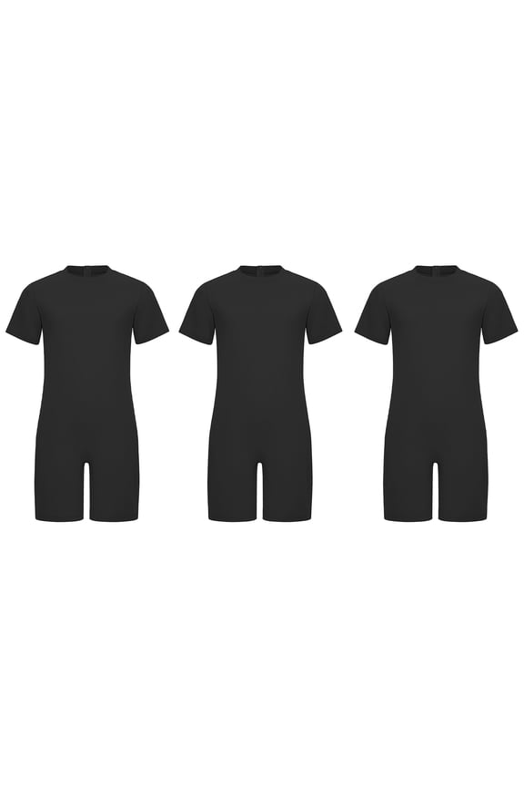 3 Packs Adaptive Clothing for Kids Special Needs Autism Sensory Jumpsuit Anti-Strip Romper with Back Zipper Black 14