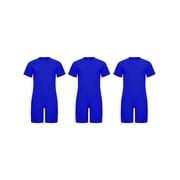 inlzdz 3 Packs Adaptive Clothing for Kids Special Needs Autism Sensory Jumpsuit Anti-Strip Romper with Back Zipper Royal Blue 4