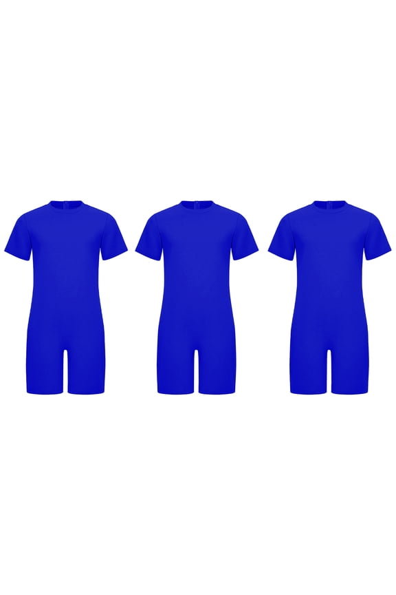 3 Packs Adaptive Clothing for Kids Special Needs Autism Sensory Jumpsuit Anti-Strip Romper with Back Zipper Royal Blue 6